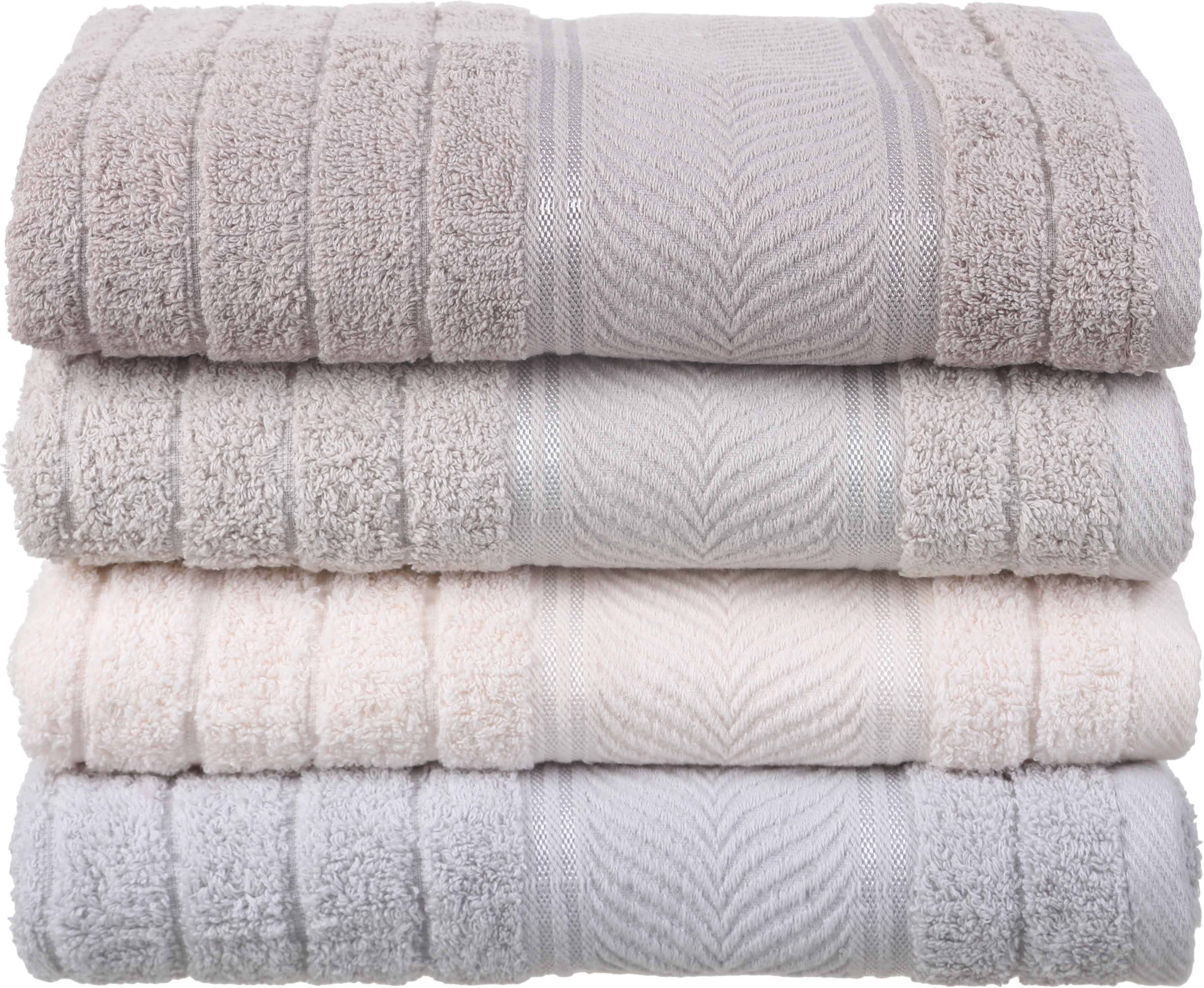 EL KHERGAWY Jacquard Cotton Towel Set, 4 Pieces, 60×120 cm, Approximately 360 grm - Multicolor