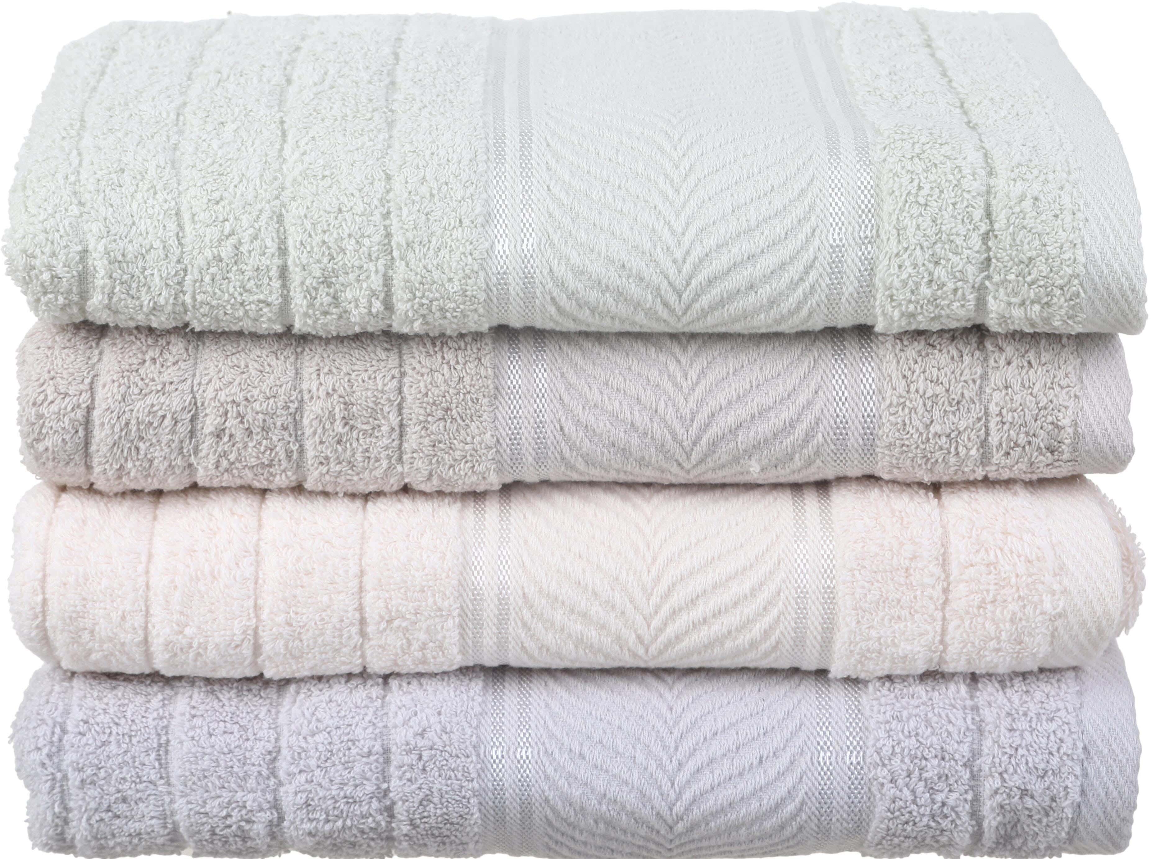EL KHERGAWY Jacquard Cotton Towel Set, 4 Pieces, 60×120 cm, Approximately 360 grm - Multicolor