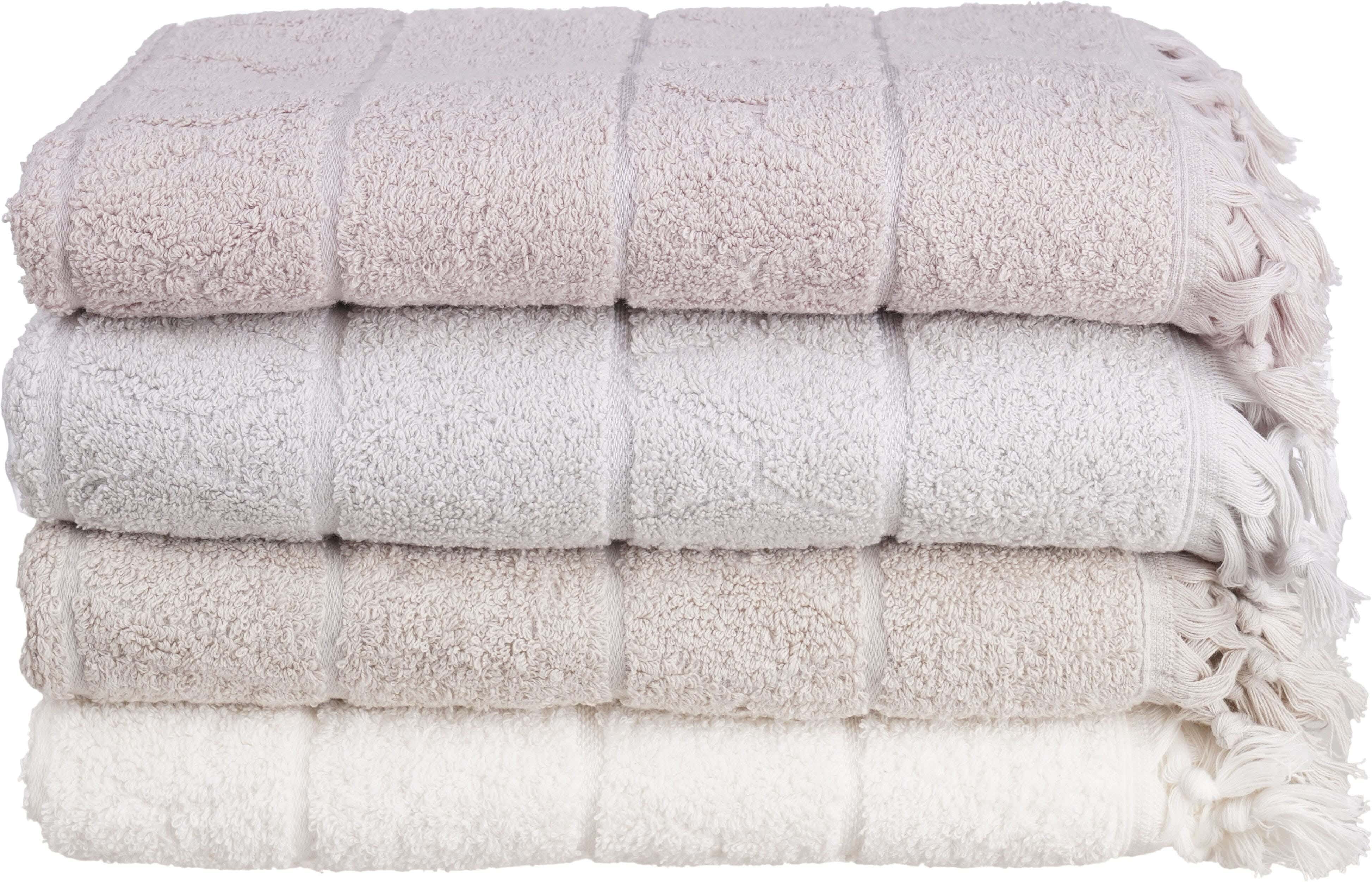EL KHERGAWY Jacquard Cotton Towel Set, 4 Pieces, 60×120 cm, Approximately 360 grm - Multicolor