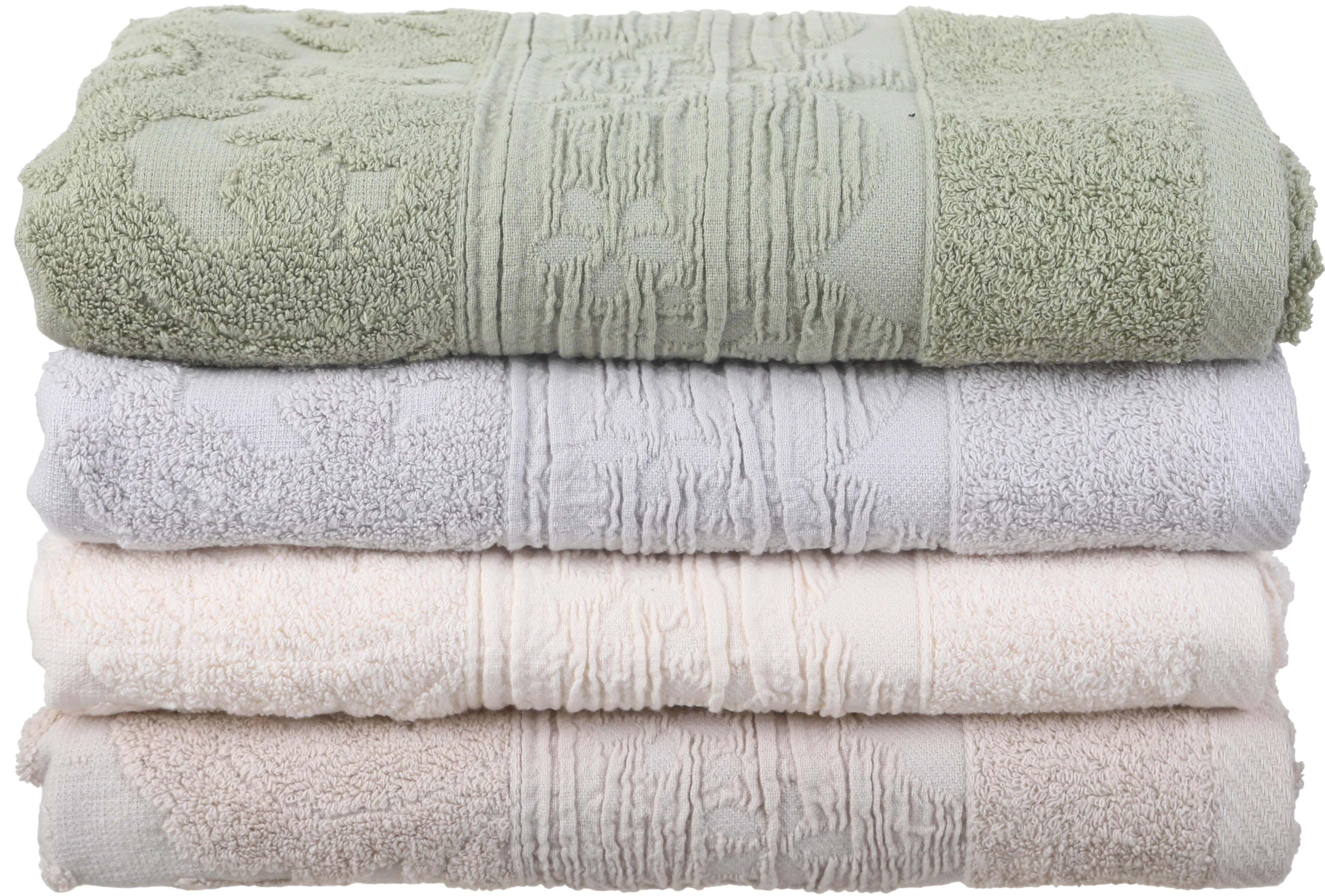 EL KHERGAWY Jacquard Cotton Towel Set, 4 Pieces, 60×120 cm, Approximately 360 grm - Multicolor
