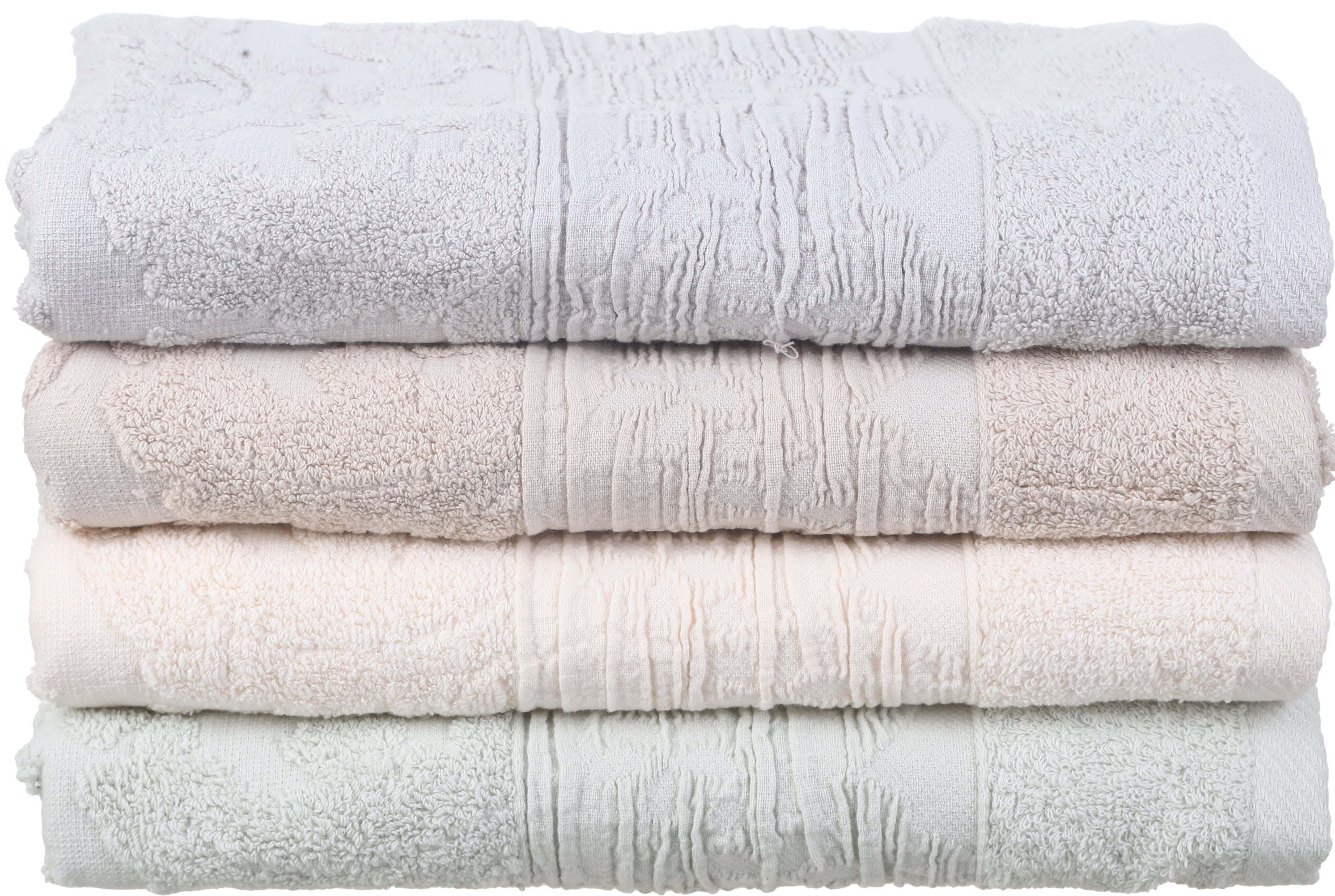 EL KHERGAWY Jacquard Cotton Towel Set, 4 Pieces, 60×120 cm, Approximately 360 grm - Multicolor