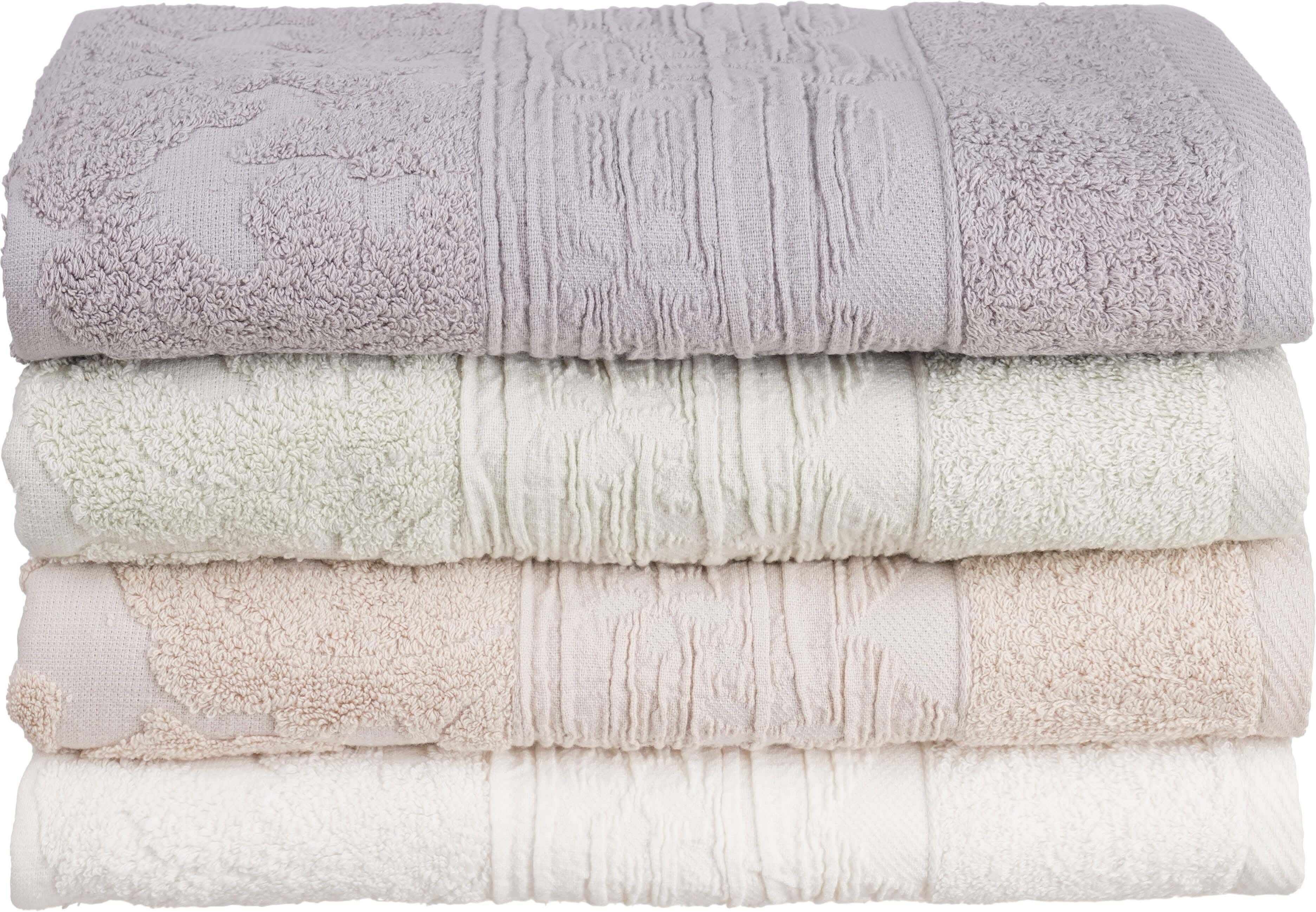 EL KHERGAWY Jacquard Cotton Towel Set, 4 Pieces, 60×120 cm, Approximately 360 grm - Multicolor
