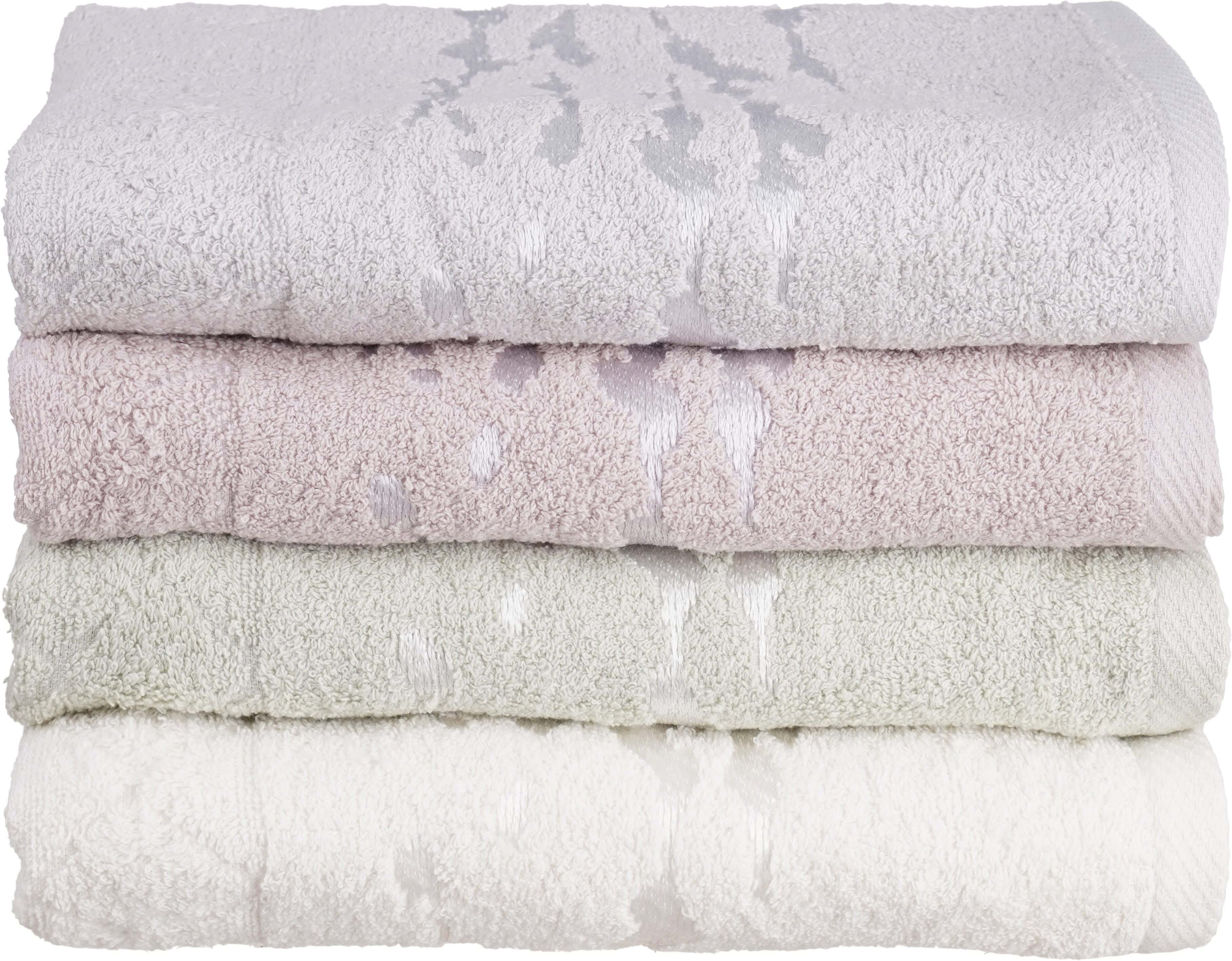 EL KHERGAWY Jacquard Cotton Towel Set, 4 Pieces, 60×120 cm, Approximately 360 grm - Multicolor