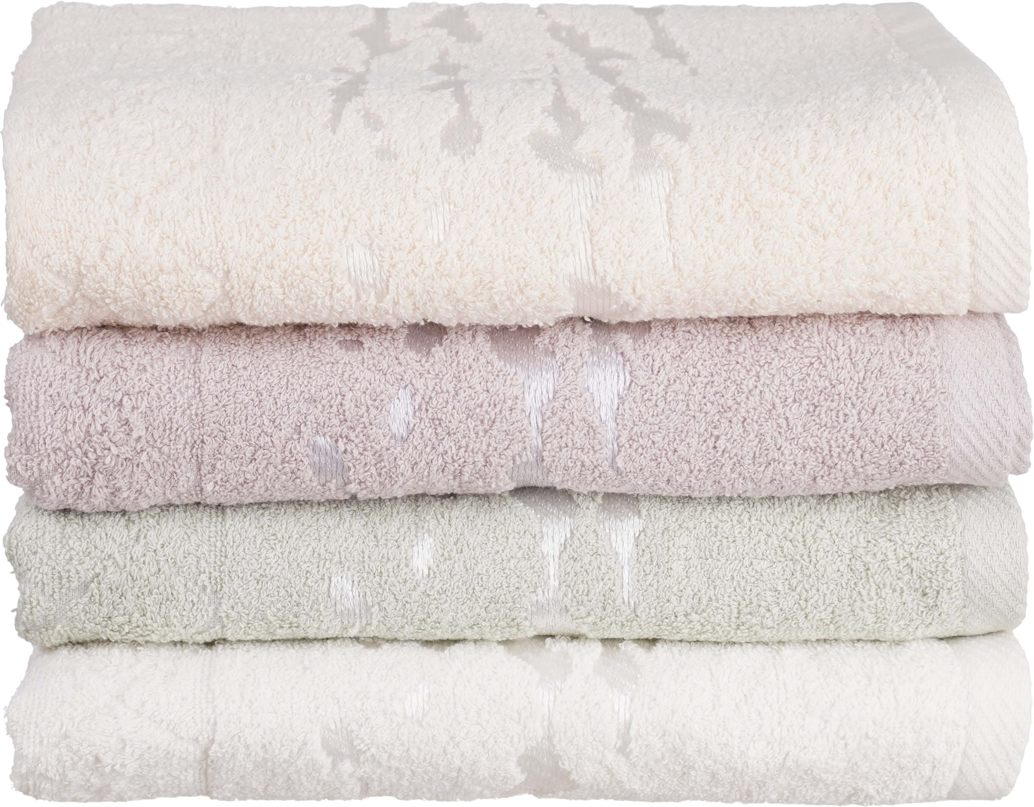 EL KHERGAWY Jacquard Cotton Towel Set, 4 Pieces, 60×120 cm, Approximately 360 grm - Multicolor