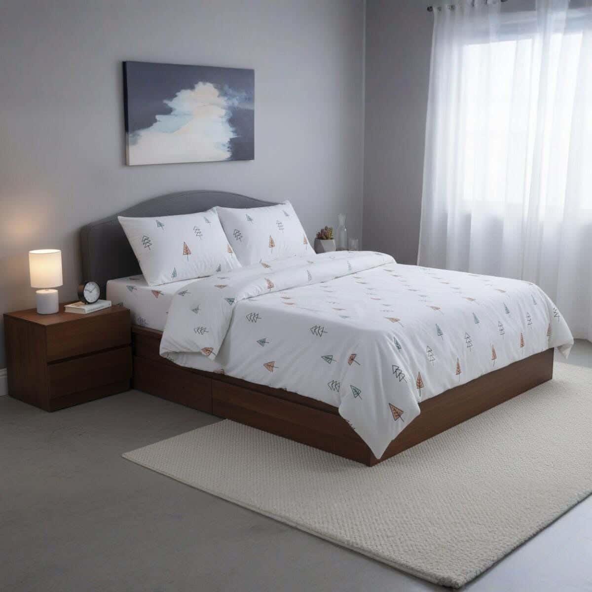 Elite Cotton Bed Sheet Set, 4 Pieces, 220x240 cm, 1100 gm - Multicolor
