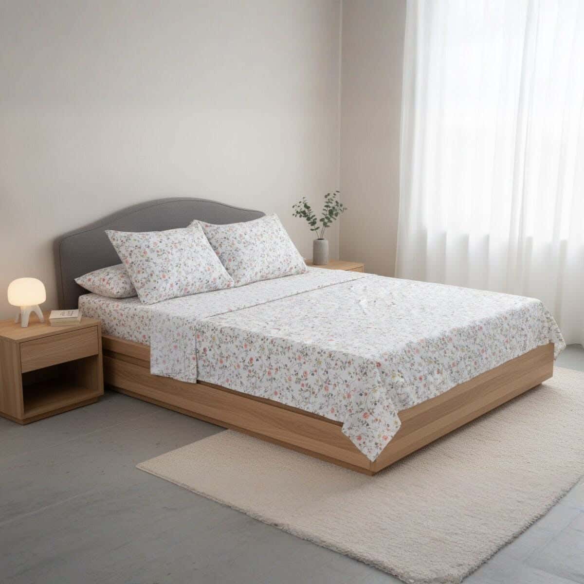 Elite Cotton Bed Sheet Set, 4 Pieces, 220x240 cm, 1100 gm - Multicolor
