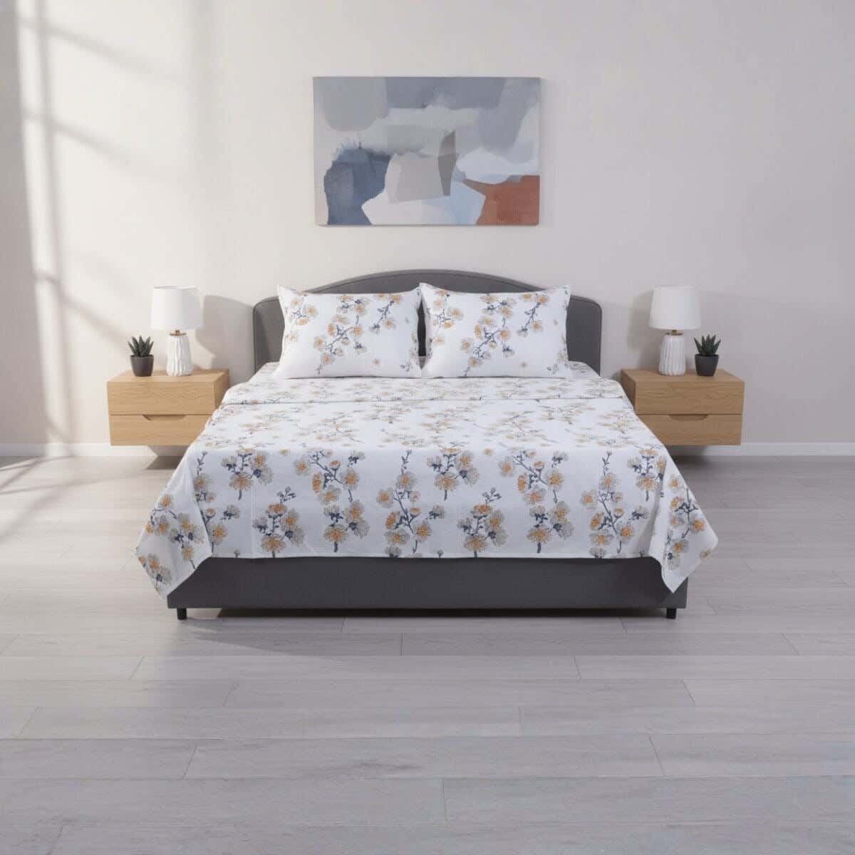 Elite Cotton Bed Sheet Set, 4 Pieces, 220x240 cm, 1100 gm - Multicolor