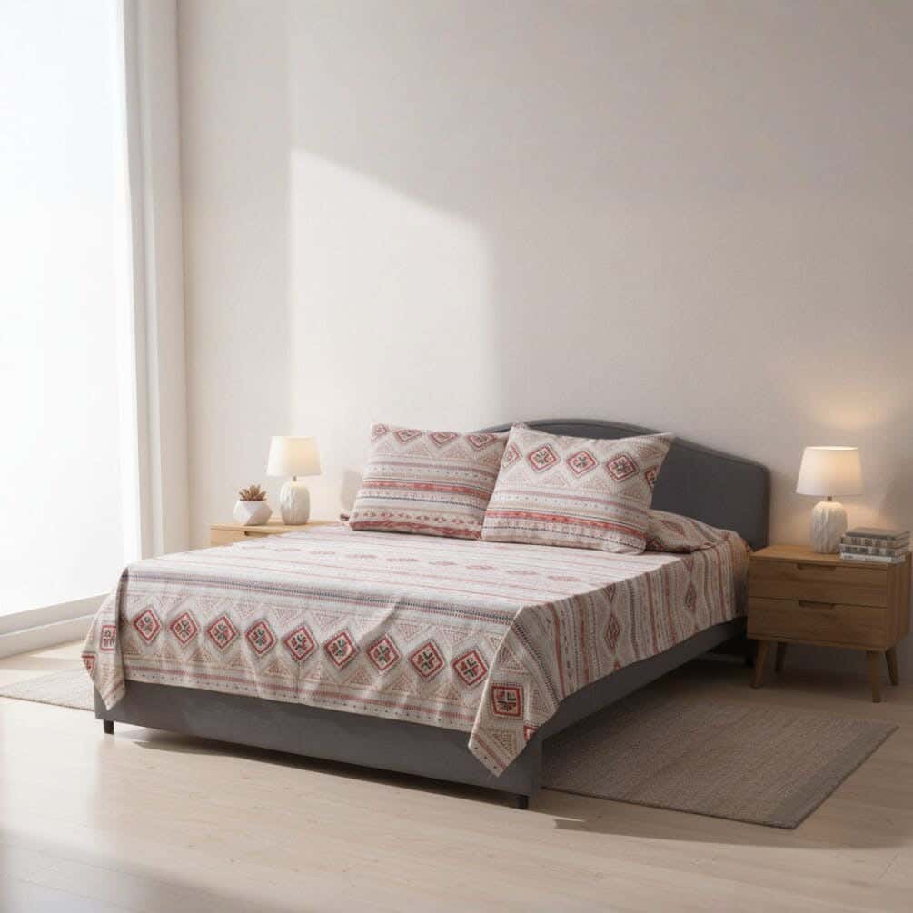 Elite Cotton Bed Sheet Set, 4 Pieces, 220x240 cm, 1100 gm - Multicolor