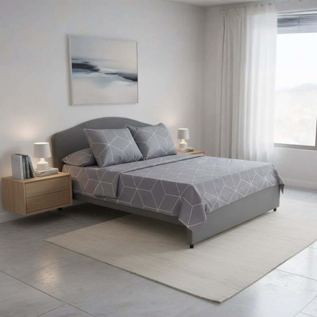 Elite Cotton Bed Sheet Set, 4 Pieces, 220x240 cm, 1100 gm - Grey