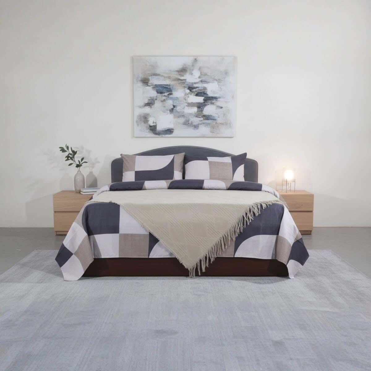 Raha Cotton Beka Comforter and Microfiber Bed Sheet, 4 Pieces, 220×240 cm, 3300 gm - Multicolor