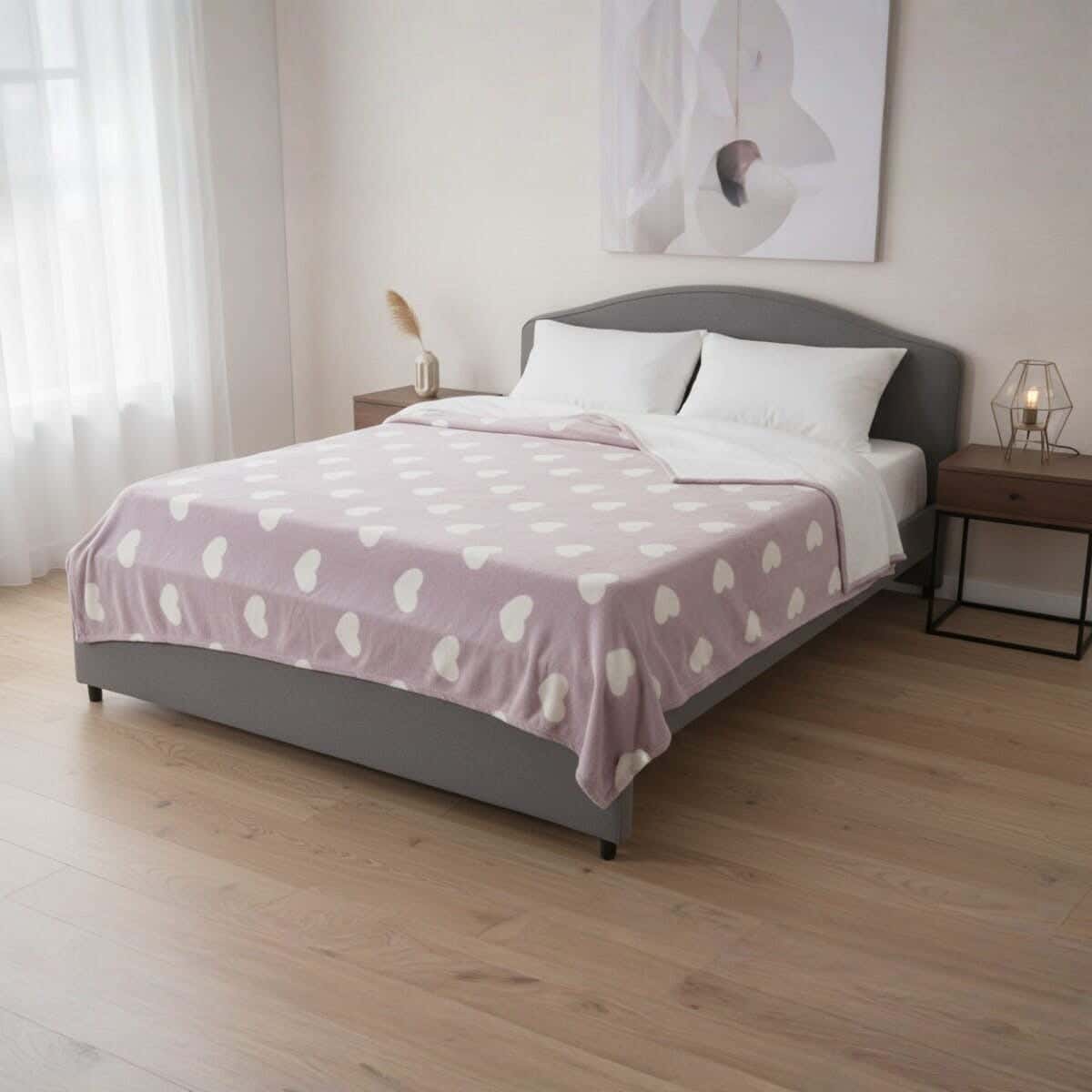 Velvet Bed Heater, 200×210 cm, 910 gm - Light Mauve