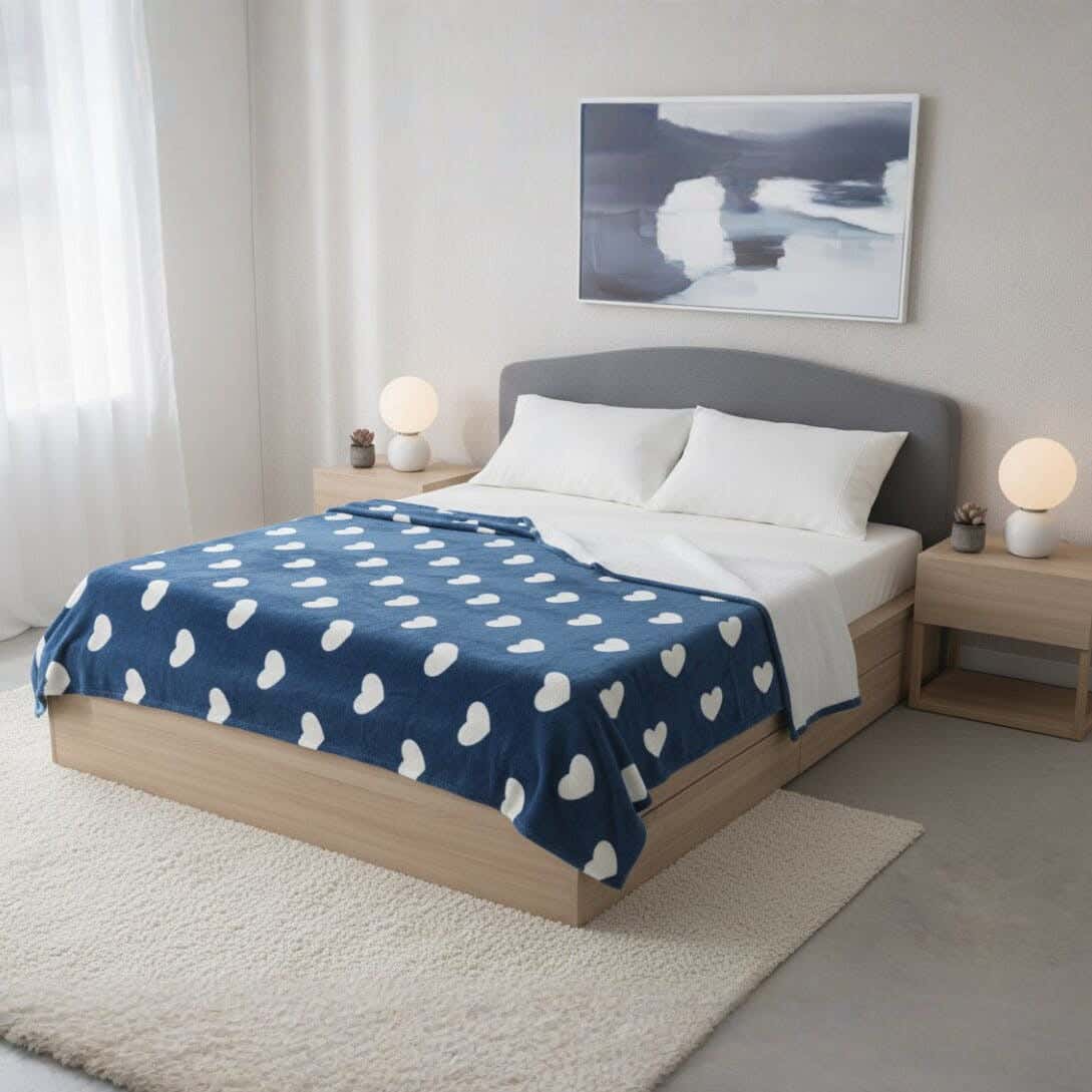 Velvet Bed Heater, 200×210 cm, 910 gm - Navy
