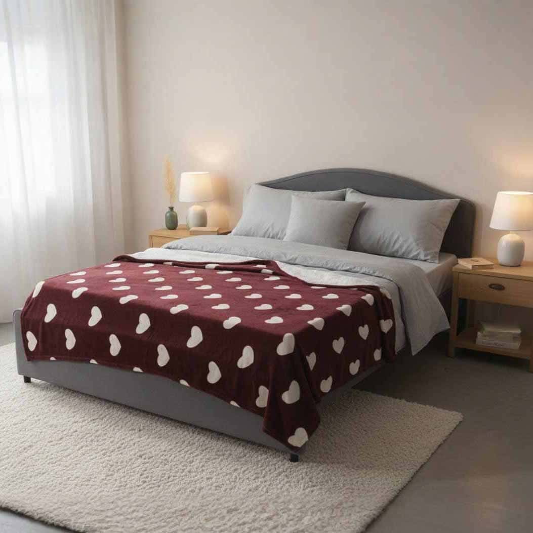 Velvet Bed Heater, 200×210 cm, 910 gm - Burgundy