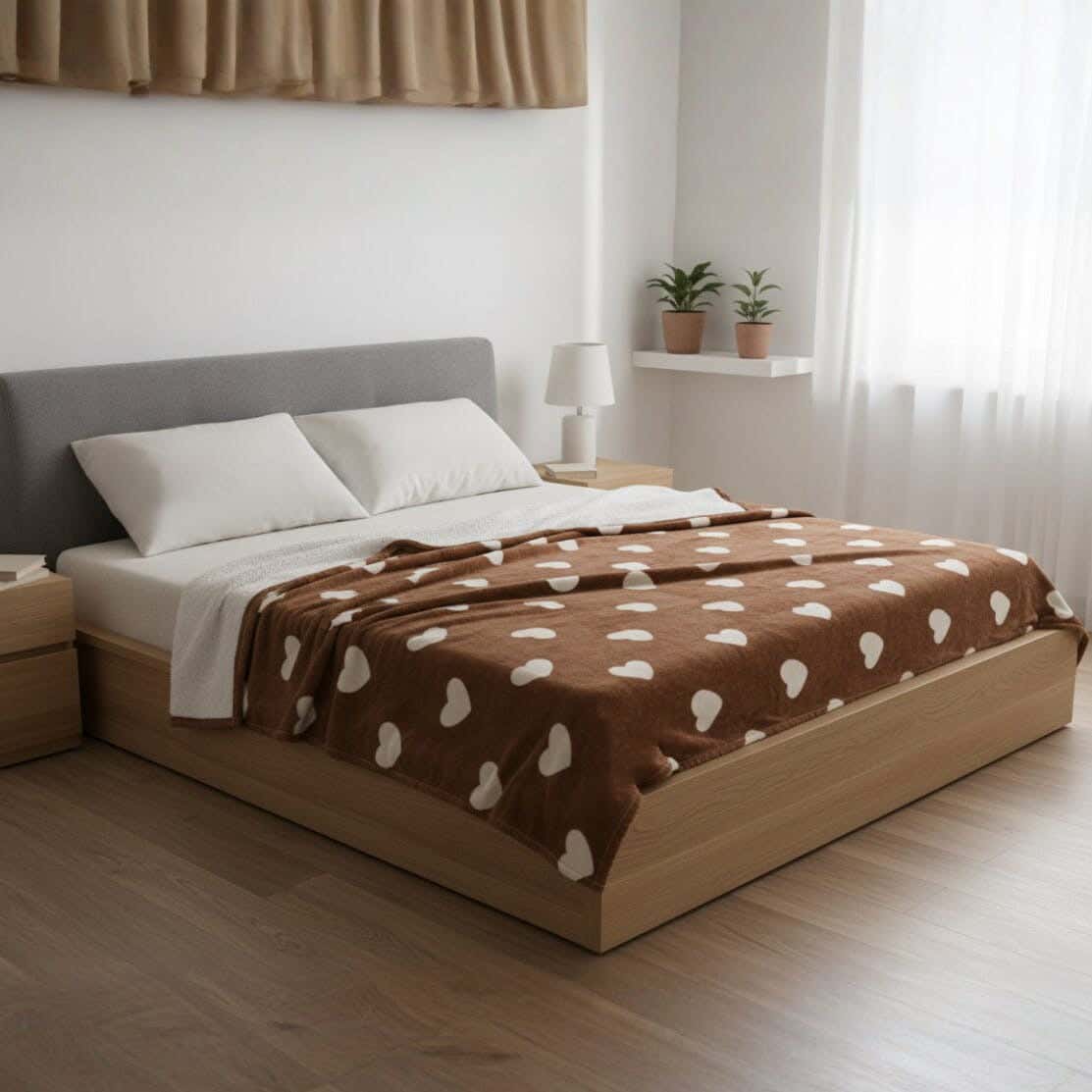 Velvet Bed Heater, 200×210 cm, 910 gm - Brown