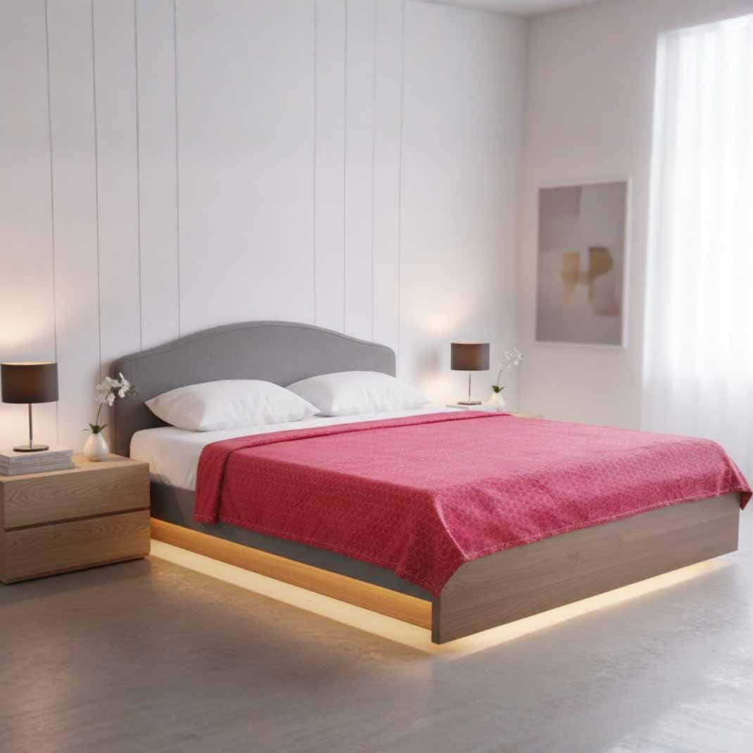 Velvet Bed Heater, 220×230 cm - Dark Red