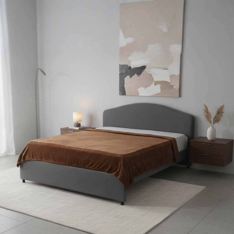 Velvet Bed Heater, 220×230 cm - Light Brown