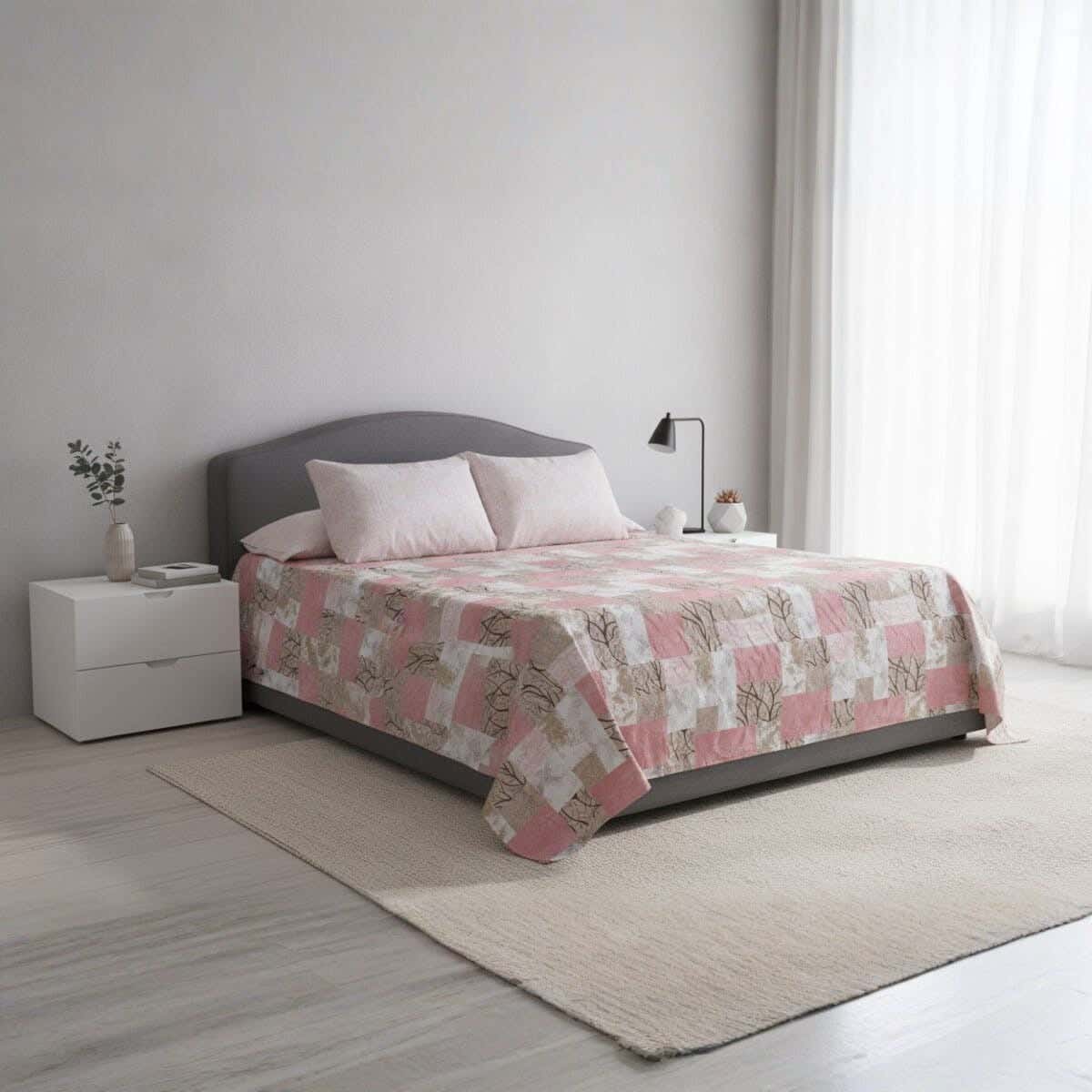 Hugee Cotton Bed Sheet Set, 4 Pieces, 240x260 cm, 1900 gm - Cashmere Beige
