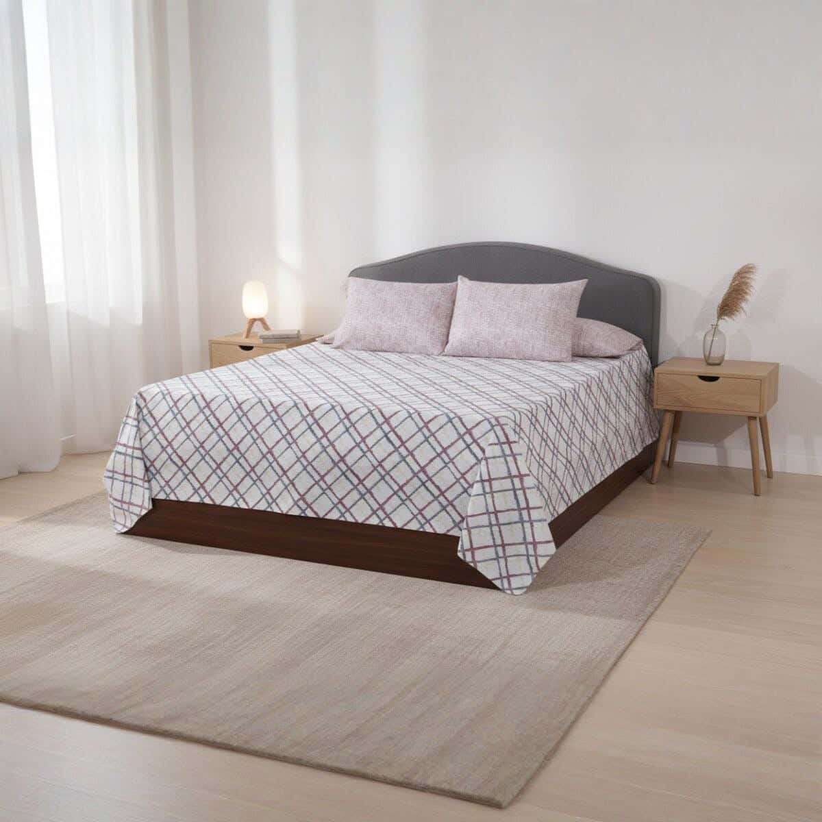 Hugee Cotton Bed Sheet Set, 4 Pieces, 240x260 cm, 1900 gm - Multicolor