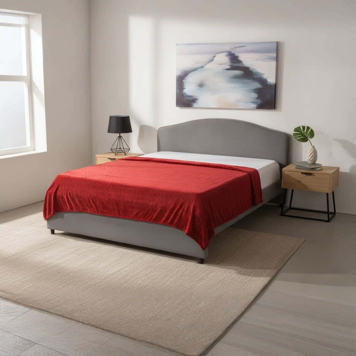 Dragon Velvet Bed Heater, 210x210 cm, 750 gm - Dark Red