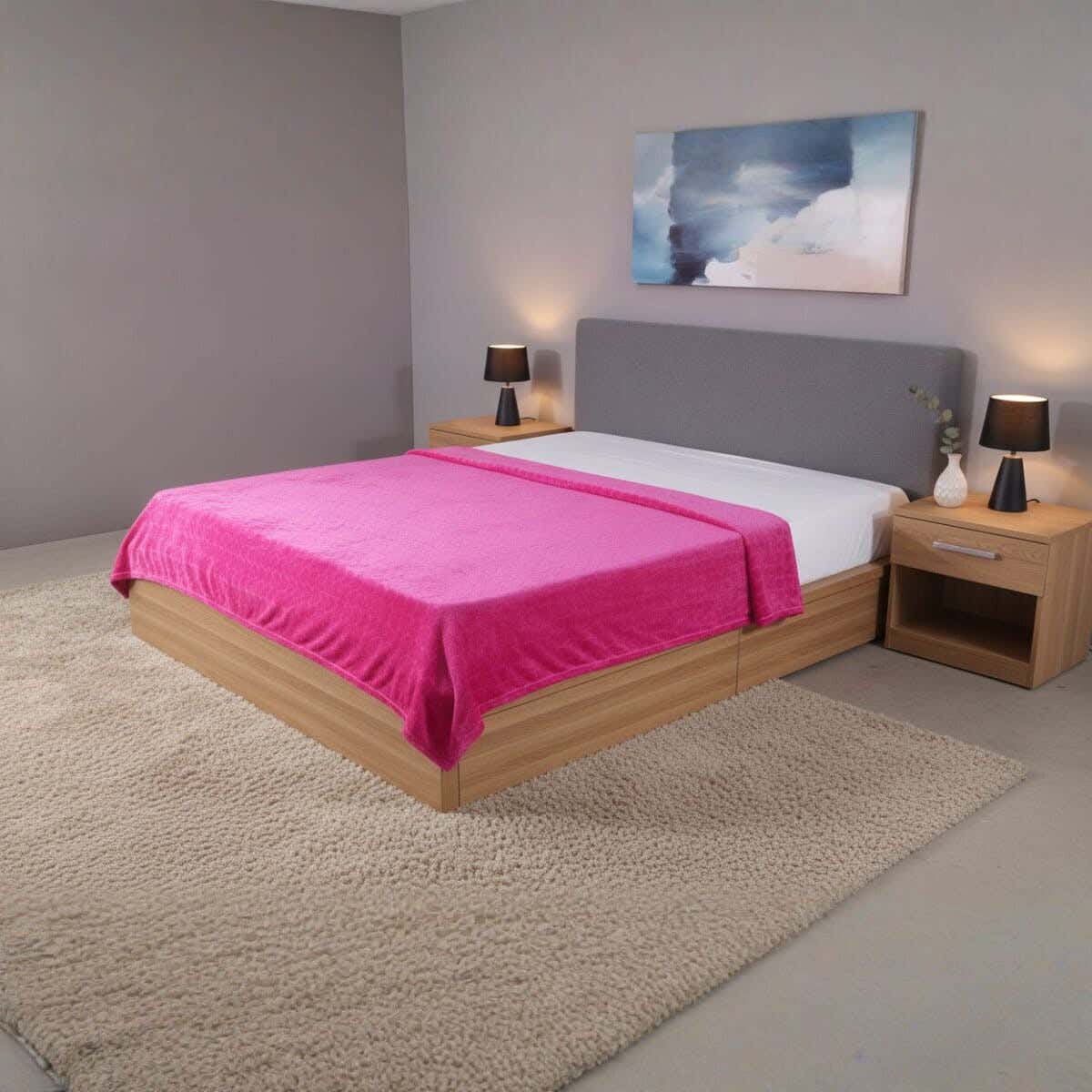 Dragon Velvet Bed Heater, 210x210 cm, 750 gm - Fuchsia