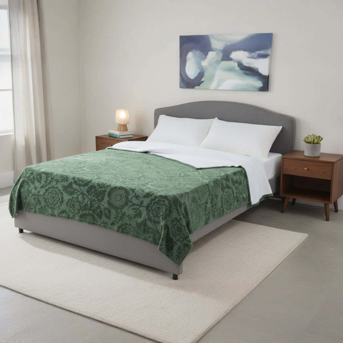 Dragon Velvet Bed Heater, 210x210 cm, 750 gm - Olive