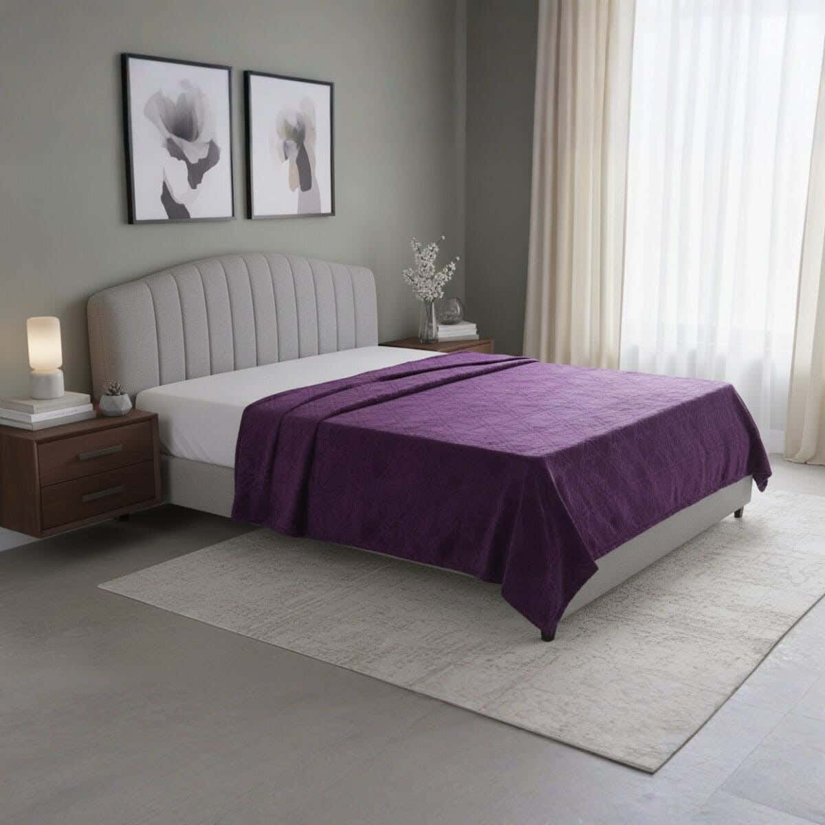 Dragon Velvet Bed Heater, 210x210 cm, 750 gm - Purple