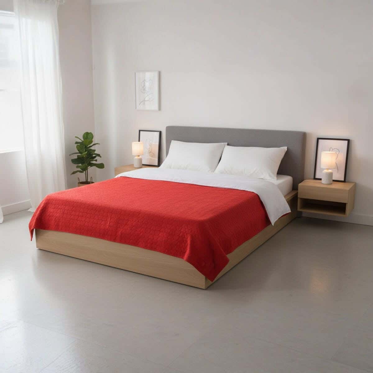 Dragon Velvet Bed Heater, 210x210 cm, 750 gm - Red