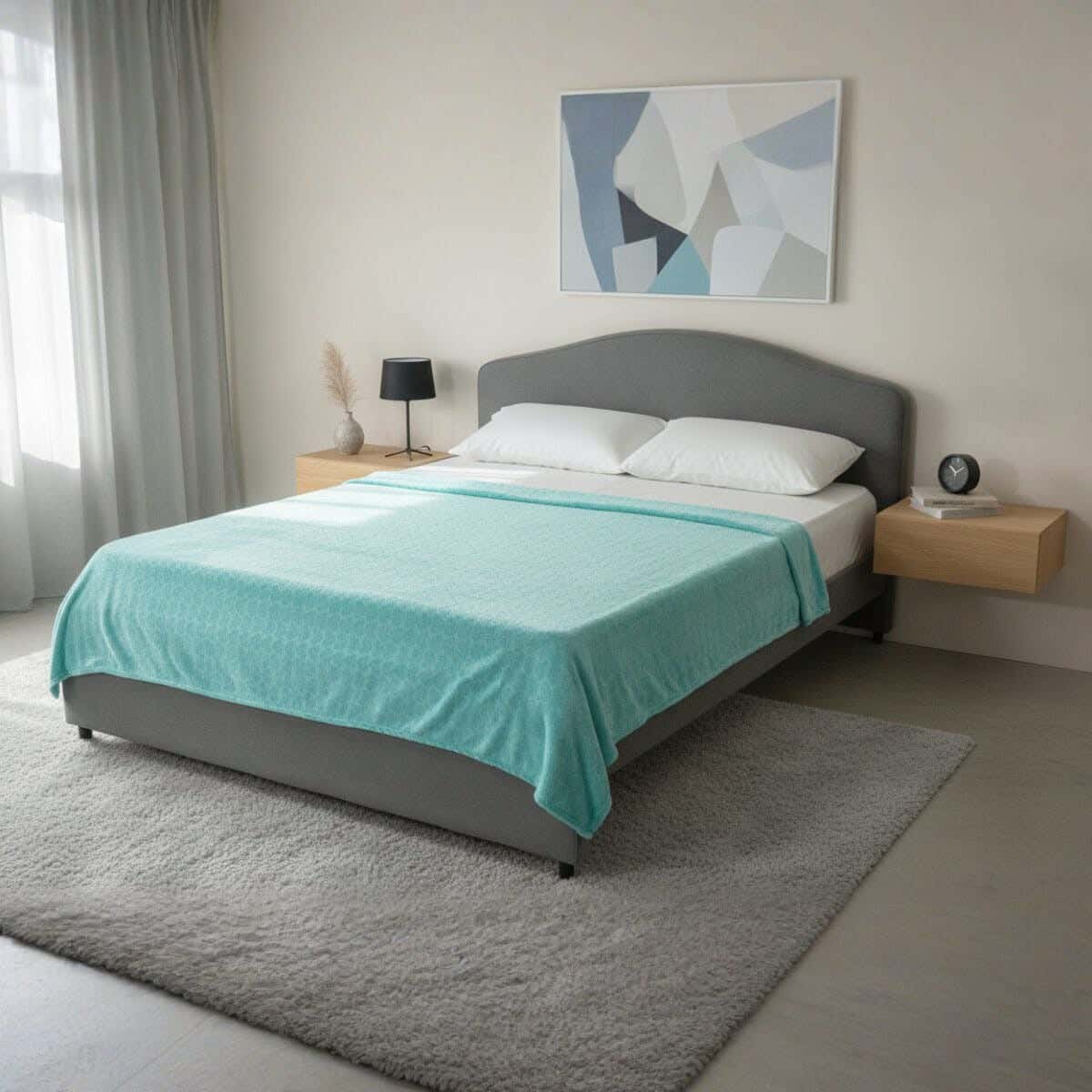 Dragon Velvet Bed Heater, 210x210 cm, 750 gm - Turquoise