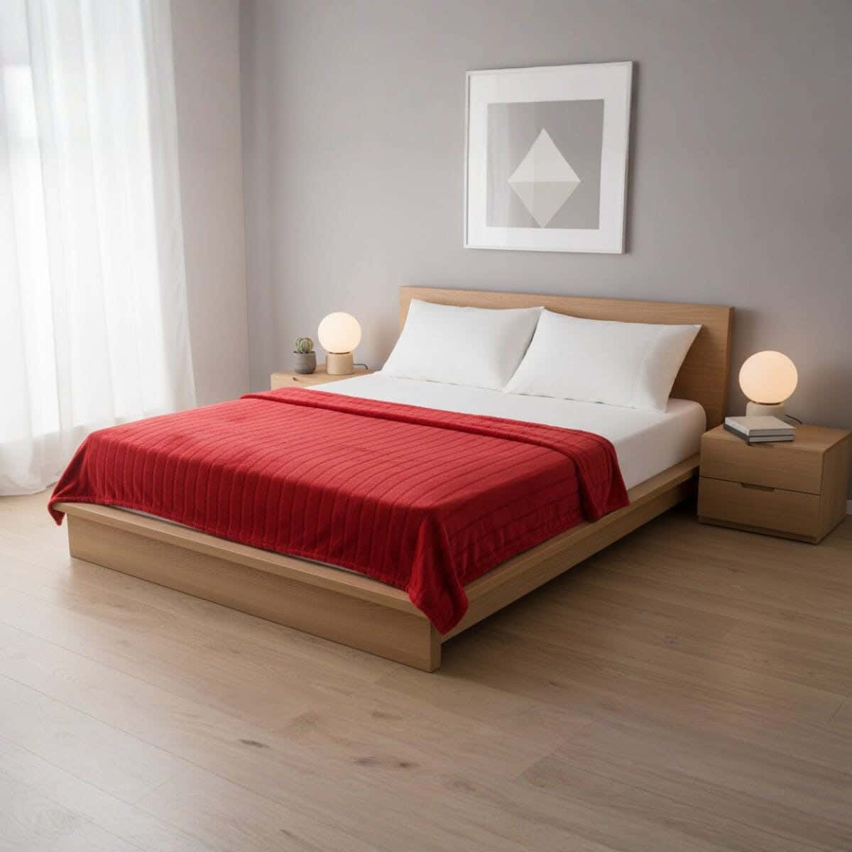 Dragon Velvet Bed Heater, 200×210 cm, 1060 gm - Red