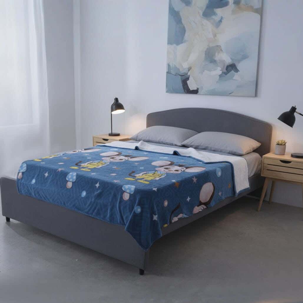 Dragon Velvet Bed Heater, 210×175 cm, 770 gm - Blue