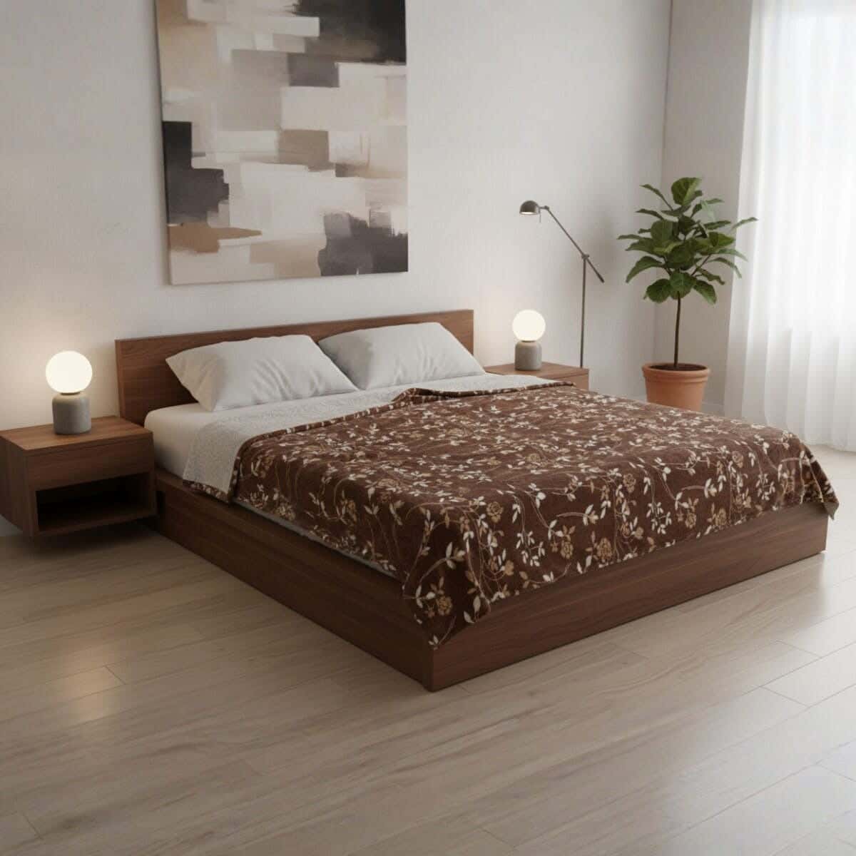Dragon Velvet Bed Heater, 220×175 cm, 1150 gm - Brown