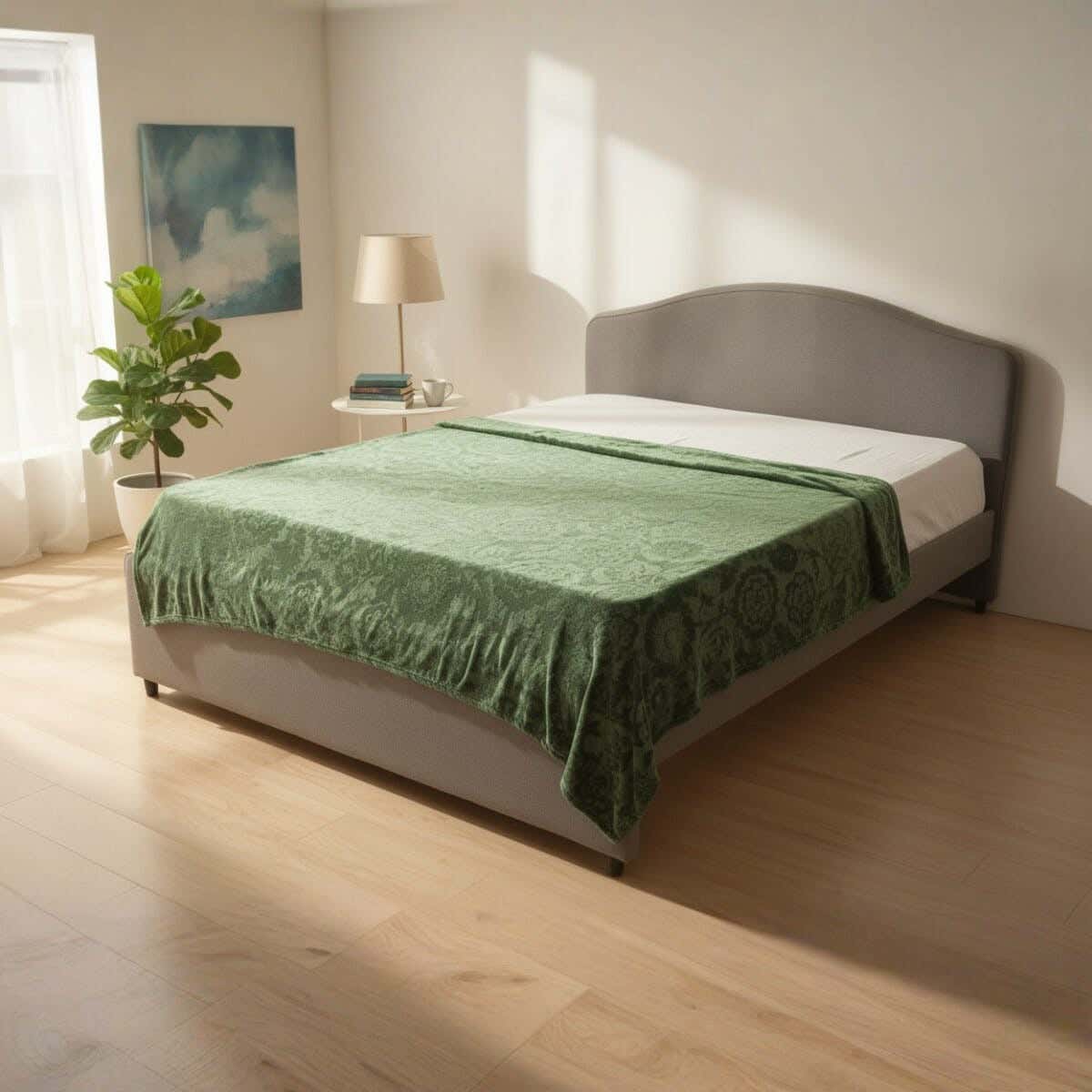 Dragon Velvet Bed Heater, 210×190 cm, 730 gm - Dark Green