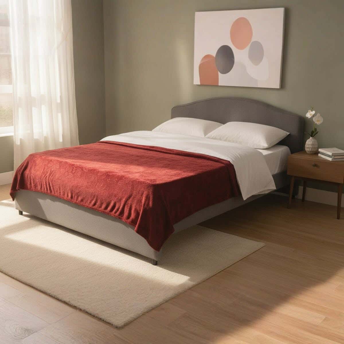 Dragon Velvet Bed Heater, 210×190 cm, 730 gm - Dark Red