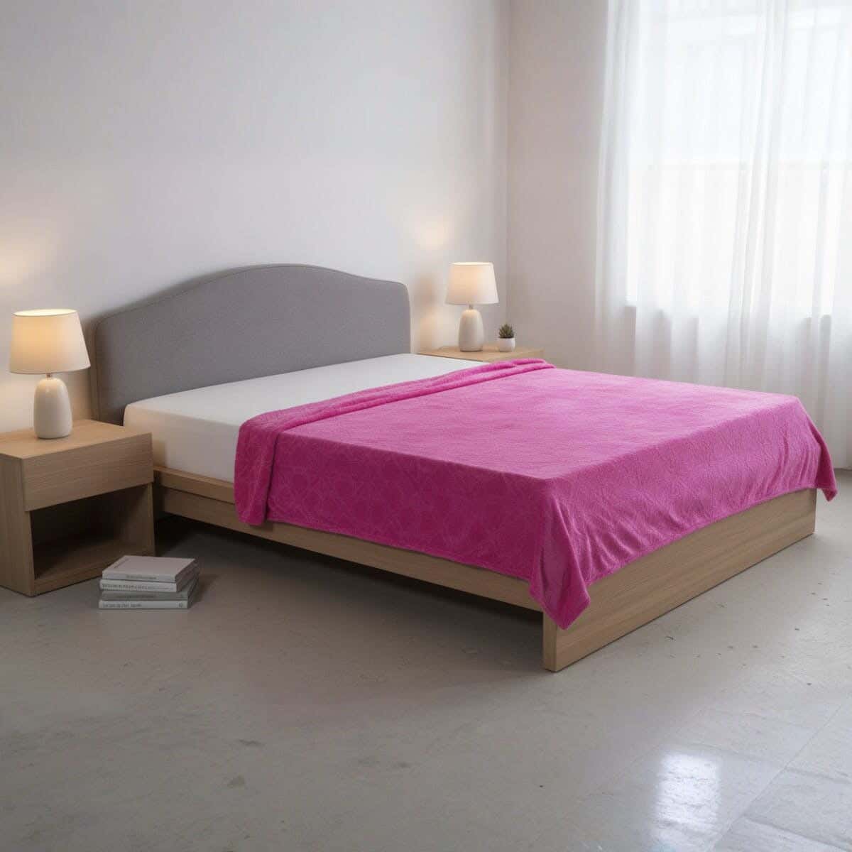 Dragon Velvet Bed Heater, 210×190 cm, 730 gm - Fuchsia