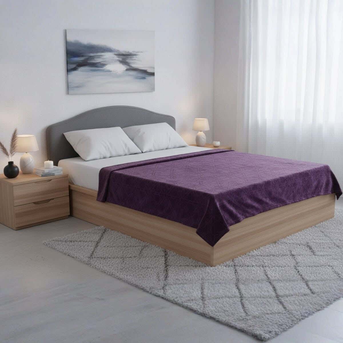 Dragon Velvet Bed Heater, 210×190 cm, 730 gm - Purple