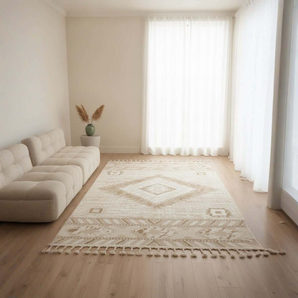 Lavender Velvet Carpet, 220×160 cm, approximately 3.400 kg - Beige Brown