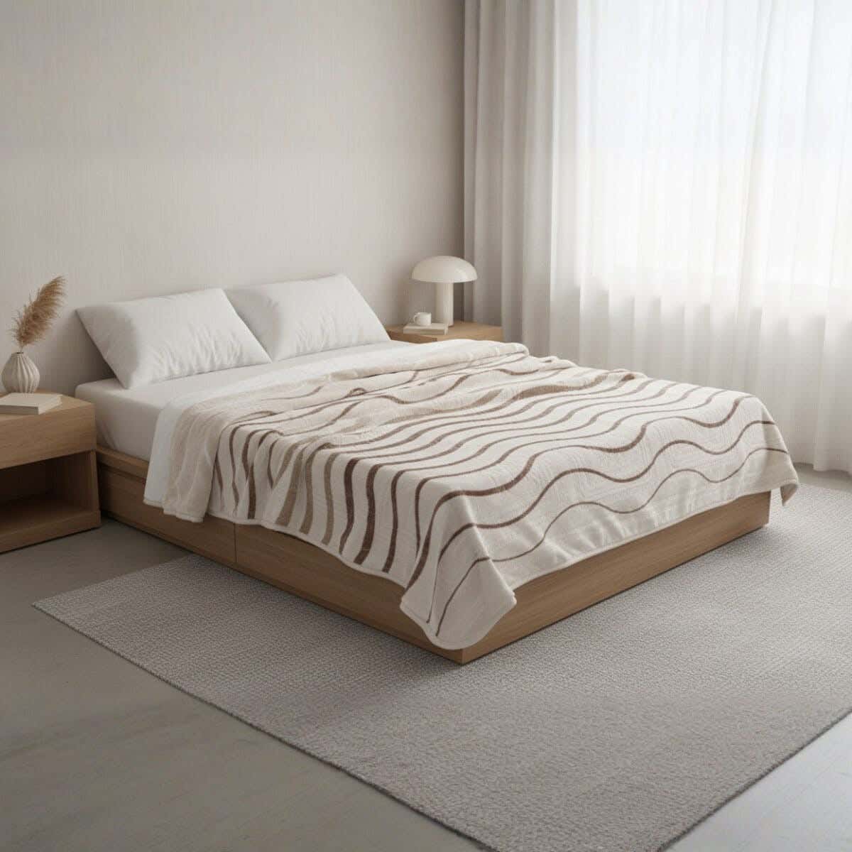 Sofia Velvet Single Layer Youth Blanket Set, 2 Pieces, 240×180 cm, 5750 gm - Brown Beige