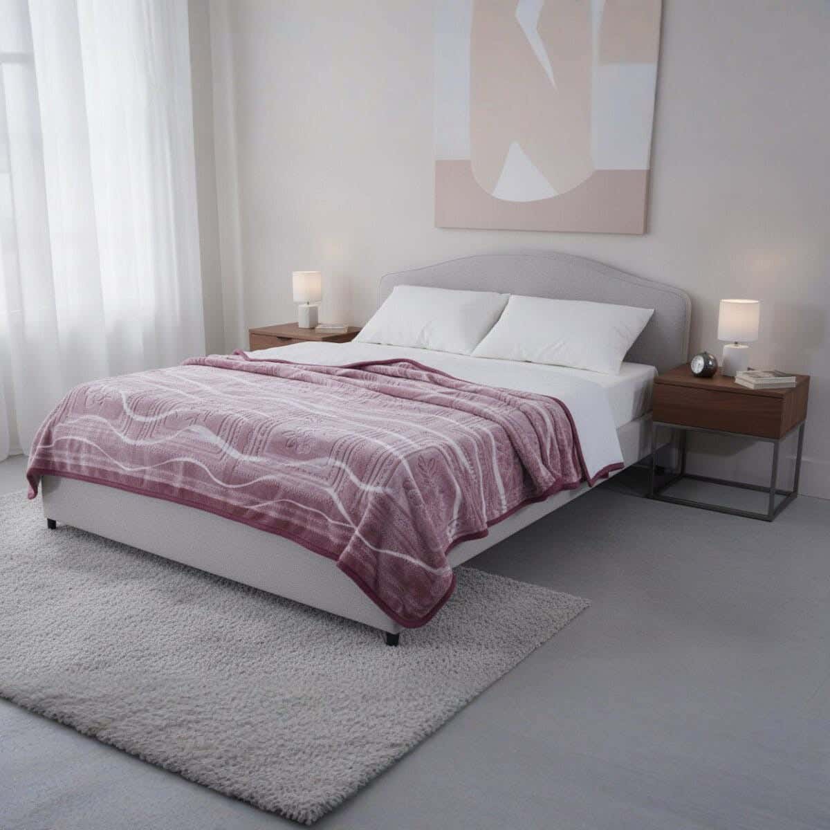 Sofia Velvet Single Layer Youth Blanket Set, 2 Pieces, 240×180 cm, 5750 gm - Cashmere