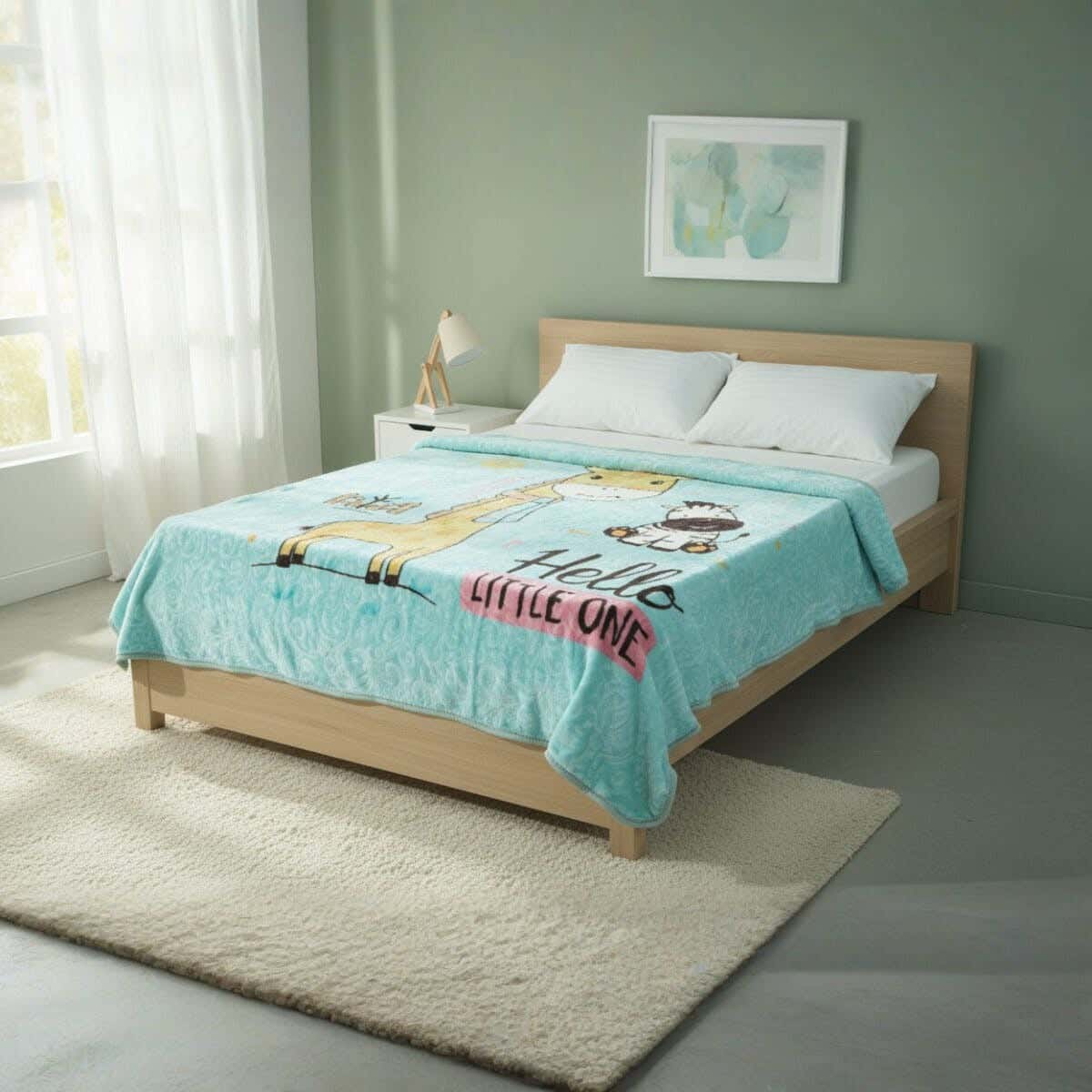 Sofia Velvet Single Layer Kids Blanket Set, 2 Pieces, 240×180 cm, Approximately 2800 grm - Multicolor