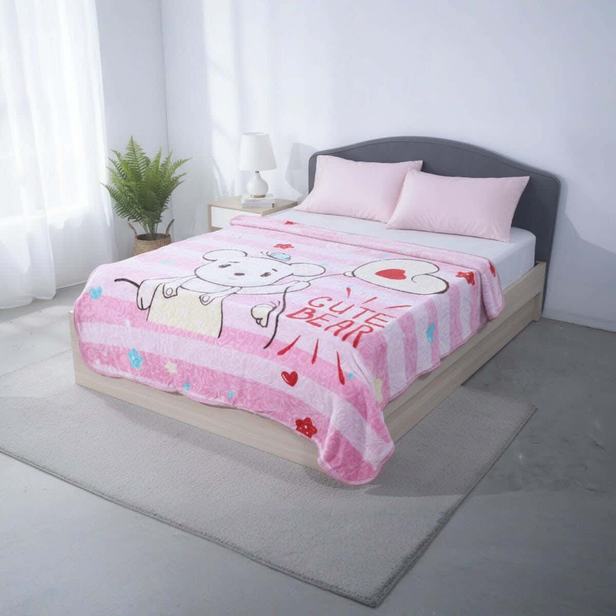 Sofia Velvet Single Layer Kids Blanket Set, 2 Pieces, 240×180 cm, Approximately 2800 grm - Multicolor