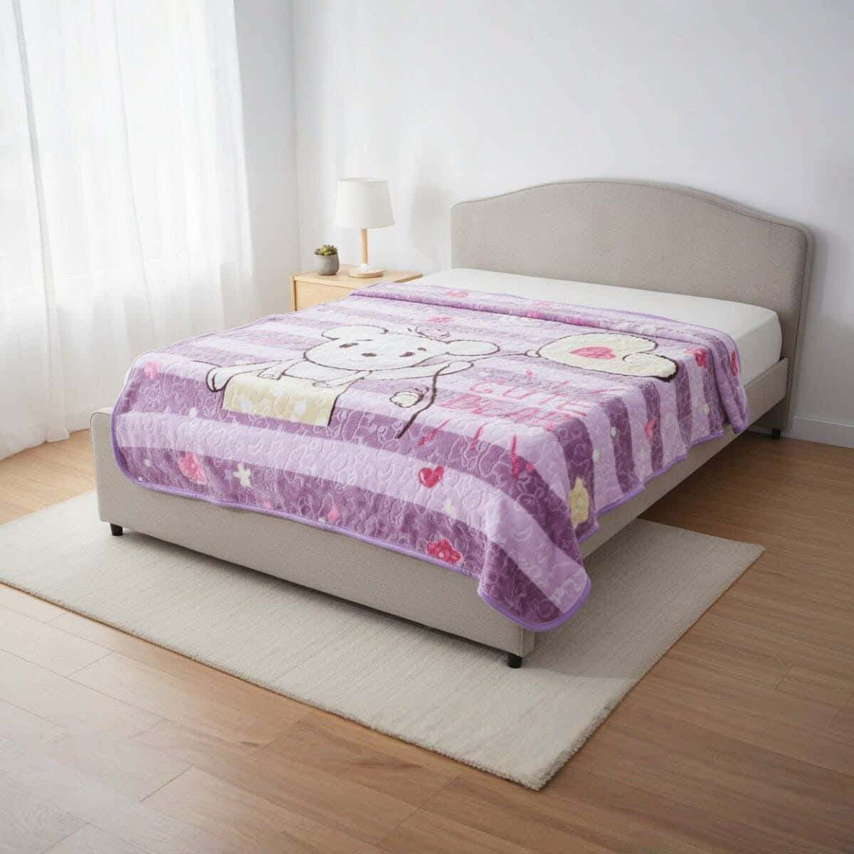 Sofia Velvet Single Layer Kids Blanket Set, 2 Pieces, 240×180 cm, Approximately 2800 grm - Multicolor