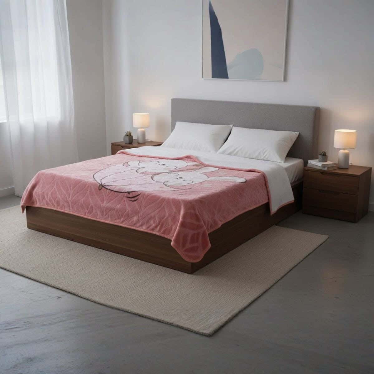 Sofia Velvet Single Layer children Blanket Set, 2 Pieces, 240×180 cm, 2800 gm - Cashmere