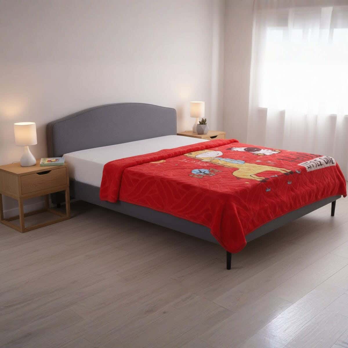Sofia Velvet Single Layer children Blanket Set, 2 Pieces, 240×180 cm, 2800 gm - Red