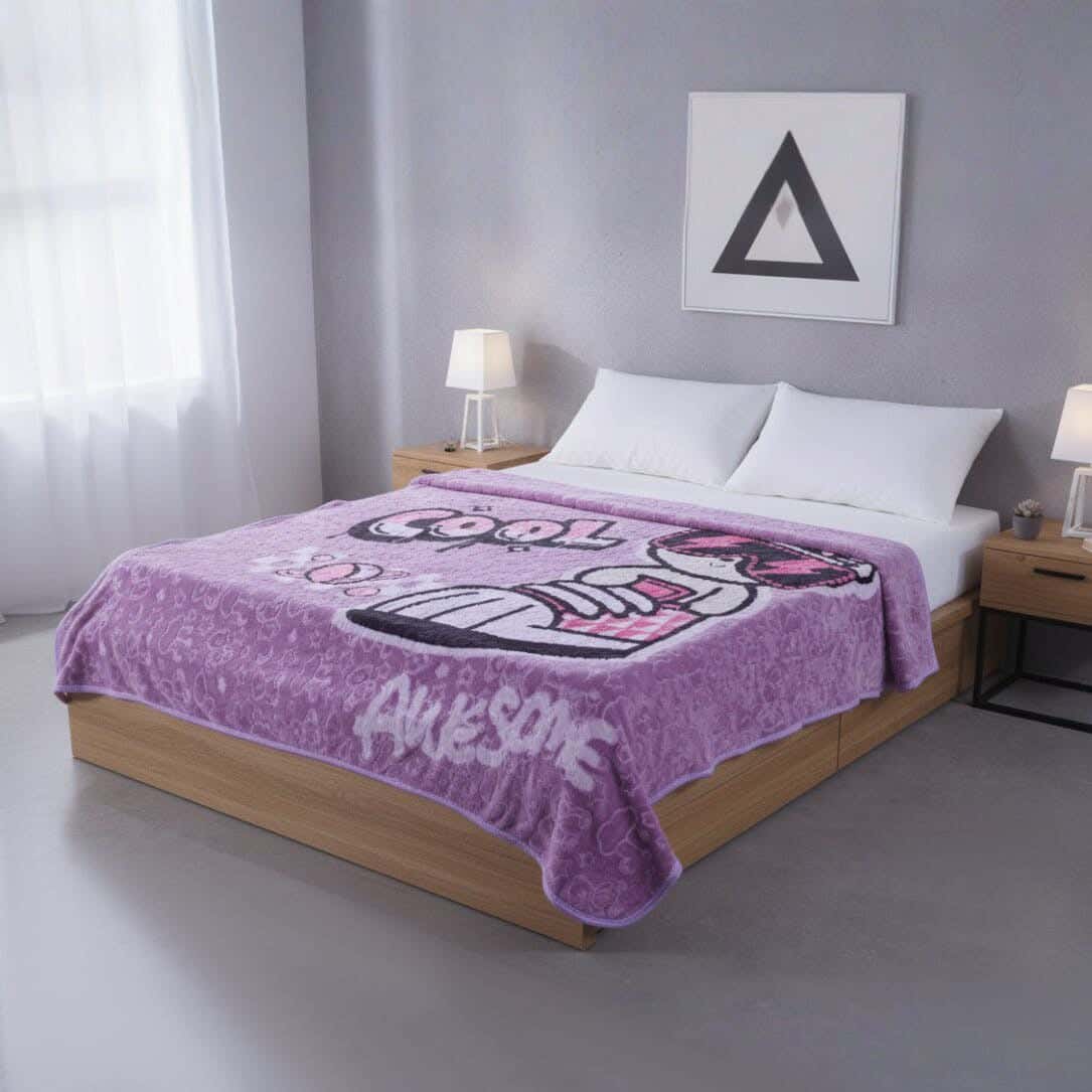 Sofia Velvet Single Layer children Blanket Set, 2 Pieces, 240×180 cm, 2800 gm - Mauve