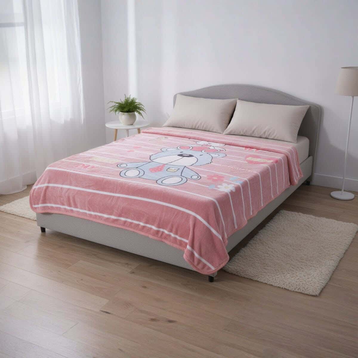 Sofia Velvet Single Layer Kids Blanket Set, 2 Pieces, 240×180 cm, Approximately 2800 grm - Multicolor