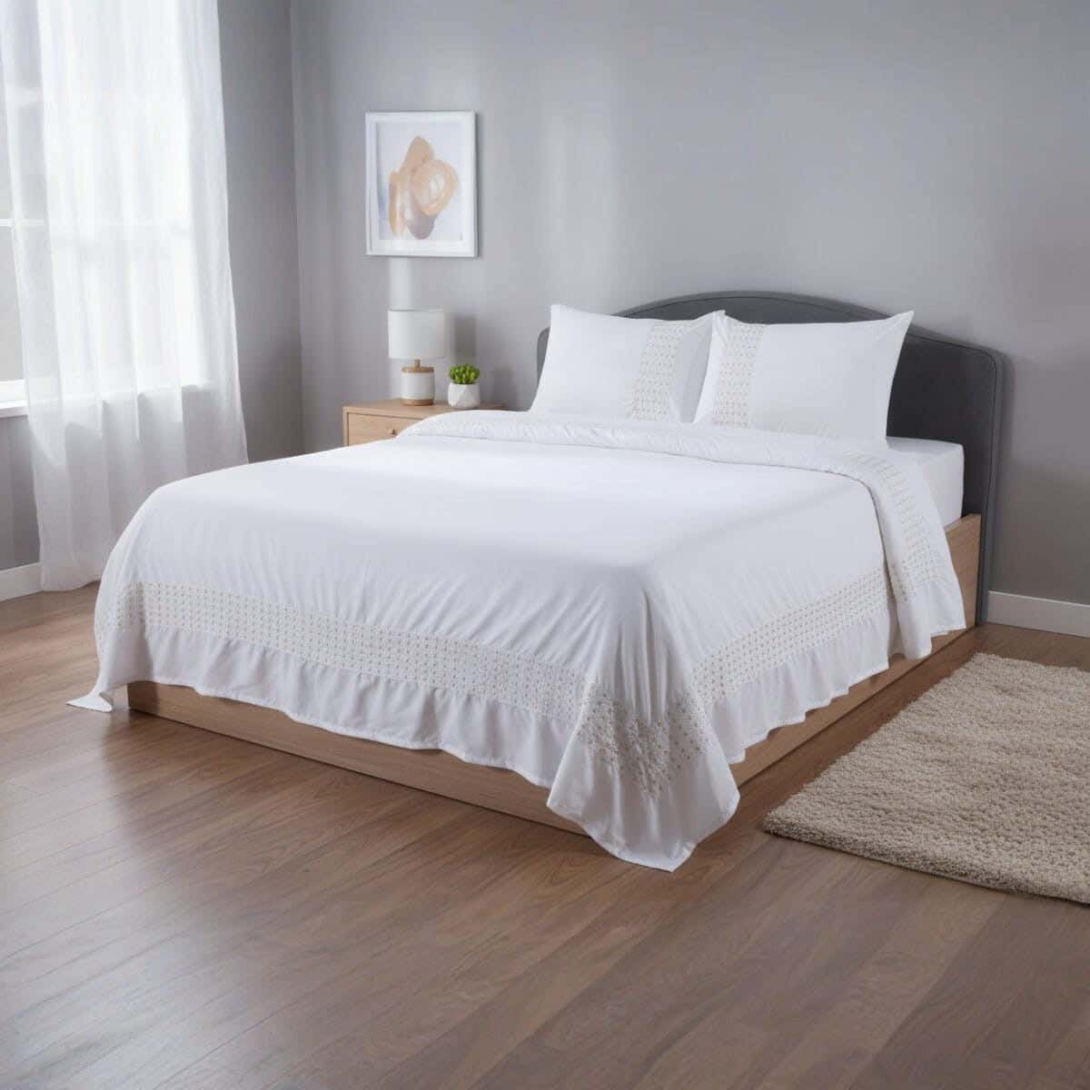 Sovana Cotton Bed Sheet Set, 4 Pieces, 270×240 cm, 2160 gm - Off White