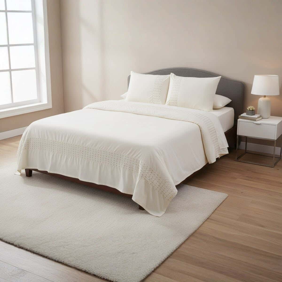 Sovana Cotton Bed Sheet Set, 4 Pieces, 270×240 cm, 2160 gm - Light Coffee
