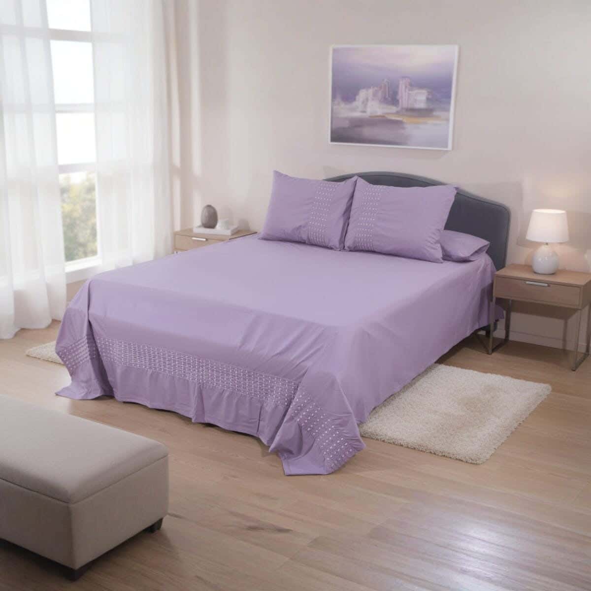 Sovana Cotton Bed Sheet Set, 4 Pieces, 270×240 cm, 2160 gm - Mauve