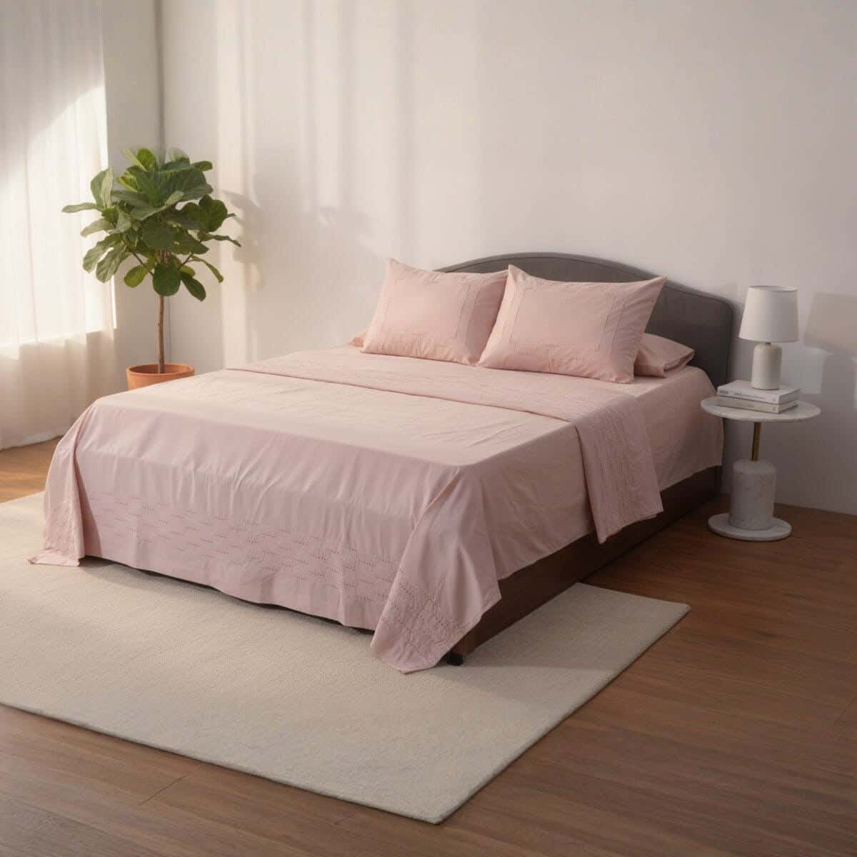 Excellence Cotton Bed Sheet Set, 4 Pieces, 295×240 cm, 2035 gm - Cashmere