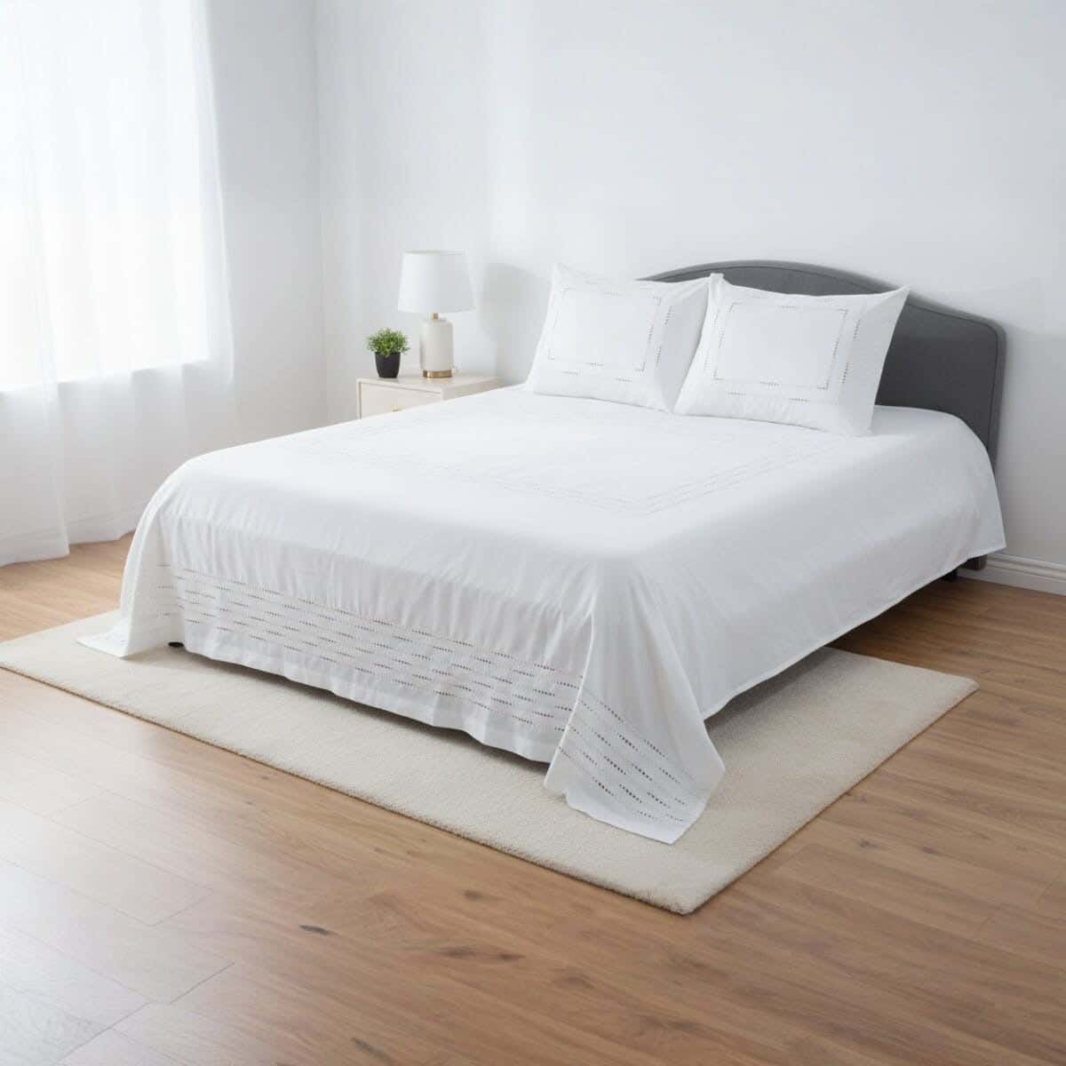 Excellence Cotton Bed Sheet Set, 4 Pieces, 295×240 cm, 2035 gm - Off White